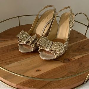 Kate Spade Charm Heel Platinum Glitter/Gold